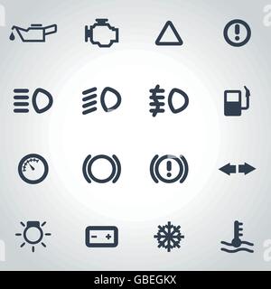 Vektor-schwarzes Auto-Dashboard-Icon-set Stock Vektor