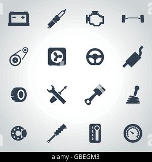 Vektor-schwarzes Auto-Teile-Icon-set Stock Vektor