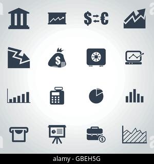 Vector schwarz wirtschaftlichen Icon-set Stock Vektor