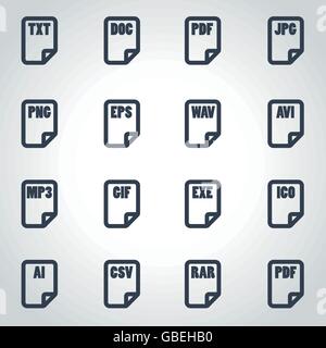Vektor-schwarze Datei-Typ-Icon-set Stock Vektor