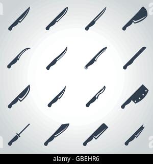Vektor-schwarze Küche-Messer-Icon-set Stock Vektor