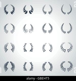 Vektor schwarzer Lorbeer Kränzen Symbolsatz Stock Vektor