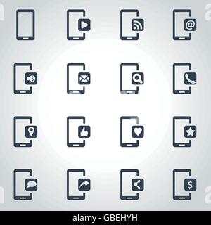 Vector schwarz mobile Icon-set Stock Vektor