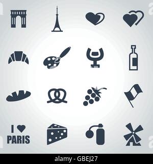 Vektor-schwarz Paris-Icon-set Stock Vektor