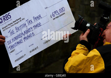 Ärger über Sir Fred Goodwin RBS Rente Stockfoto