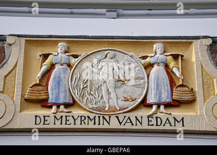 Inschrift, Hausfassade, Edam, Nordholland, Niederlande / Holland Stockfoto