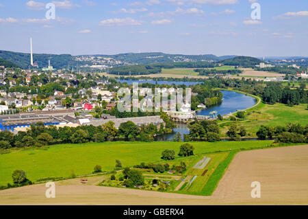 Fluss Ruhr, Blick von Burg Volmarstein, Wetter, North Rhine-Westphalia, Germany Stockfoto