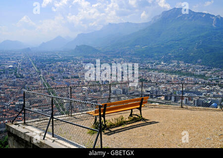 Bank, Blick von Fort De La Bastille, Grenoble, Rhone-Alpes, Frankreich / Sicht Stockfoto
