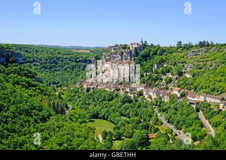 Basilika Saint-Sauveur, Rocamadour, Wallfahrt Website, Way of St. James, Departement Lot, Midi-Pyrenäen, Frankreich Stockfoto