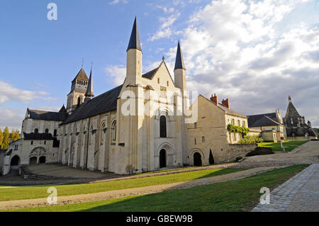 Abtei-Kirche, Fontevraud-l ' Abbaye, Maine-et-Loire, Pays De La Loire, Frankreich / Abbaye de Fontevraud Stockfoto