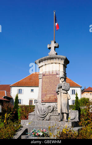 Krieg-Denkmal, Evillers, Dorf, Pontarlier, Departement Doubs, Franche, Frankreich Stockfoto