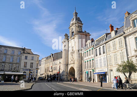 Porte De La Grosse Horloge, Stadttor, La Rochelle, Departement Charente-Maritime, Poitou-Charentes, Frankreich Stockfoto