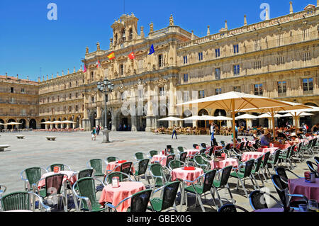 Rathaus, Plaza Mayor, Salamanca, Kastilien und Leon, Spanien / Castilla y Leon Stockfoto