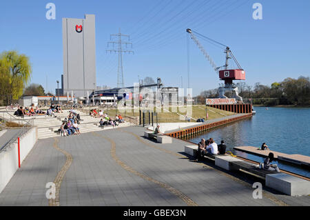 Stadt-Hafen, Strand, Rhein-Herne-Kanal, Recklinghausen, Nordrhein-Westfalen, Deutschland Stockfoto