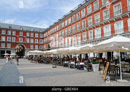 Restaurants, Platz, Plaza Mayor, Madrid, Spanien Stockfoto