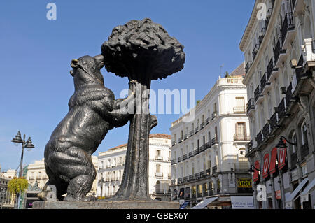 El Ozo y el Madrono, der Bär und der Maulbeerbaum Platz Puerta del Sol, Plaza, Madrid, Spanien Stockfoto