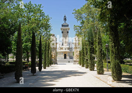 König Alfonso XII, Reiterstandbild, Parque del Retiro, Madrid, Spanien Stockfoto