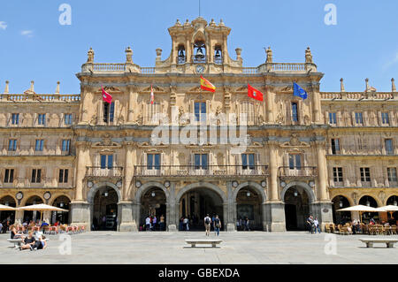 Rathaus, Plaza Mayor, Salamanca, Kastilien-León, Spanien Stockfoto