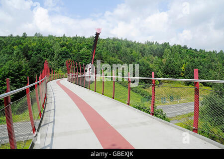 Die Drachenbrücke, Halde Hoheward Mine Heap Landschaft Park, Herten, Ruhr Area, North Rhine-Westphalia, Germany / Drachenbrücke Stockfoto