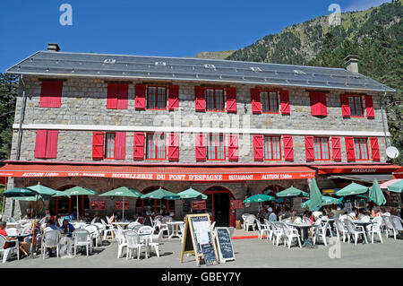 Restaurant, Hotel, Pont d ' Espagne, spanische Brücke, Cauterets, Midi Pyrenees, Pyrenäen, Departement Hautes-Pyrénées, Frankreich Stockfoto