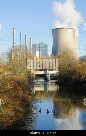 Erneuert Anlage, RWE Power AG, Tibaum Naturschutzgebiet, Stockum-Werne, Nordrhein-Westfalen, Deutschland / Combined Cycle Power Plant, Kohle, Erdgas Stockfoto