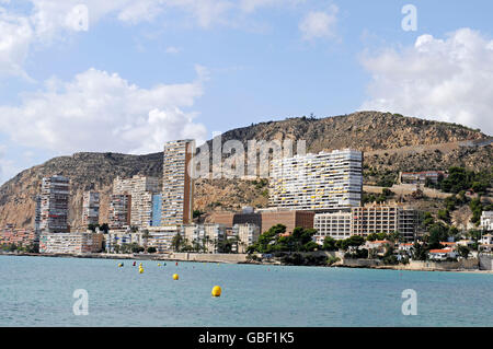 Hochhäuser, beach, La Albufereta, Alicante, Provinz Alicante, Spanien, Europa Stockfoto