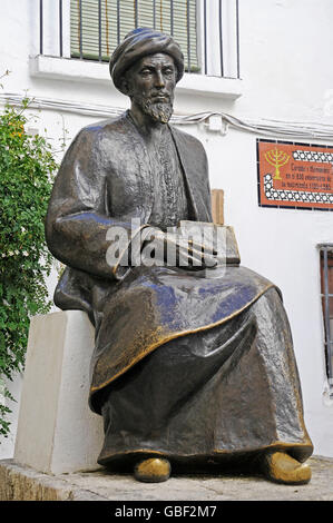 Moses Maimonides, jüdischer Gelehrter, Arzt, Skulptur, Plaza de Tiberiades, quadratisch, Cordoba, Cordoba Provinz, Andalusien, Spanien, Europa Stockfoto