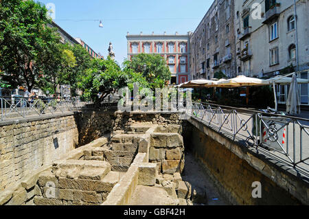 archäologische Stätte, Piazza Bellini, Quadrat, Neapel, Kampanien, Italien Stockfoto