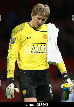 Manchester United Torwart Tomasz Kuszczak nach dem Barclays Premier League Spiel in Old Trafford, Manchester. Stockfoto