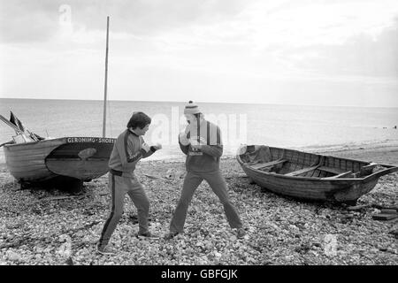 Boxen - Boxer Zug am Meer - Stechhilfe Stockfoto