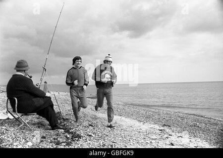 Boxen - Boxer Zug am Meer - Stechhilfe - 1972 Stockfoto