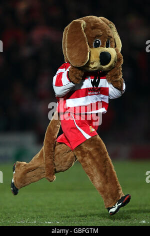 Fußball - Coca-Cola Football League Championship - Doncaster Rovers gegen Bristol City - Keepmoat Stadium. Donny Dog, Maskottchen von Doncaster Rovers Stockfoto