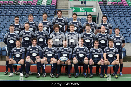 Rugby Union - Schottland Captian's Run - Murrayfield. Das schottische Team stellt sich während des Captain's Run in Murrayfield, Edinburgh, an. Stockfoto