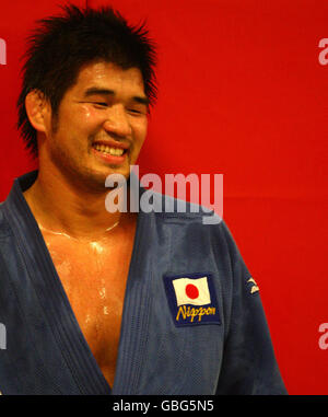 Der japanische Judo-Star Kosei Inoue bei einer Trainingseinheit am Hauptsitz von Judo Scotland in Ratho, wo er mit einigen der besten Judo-Konkurrenten Großbritanniens trainiert. Stockfoto