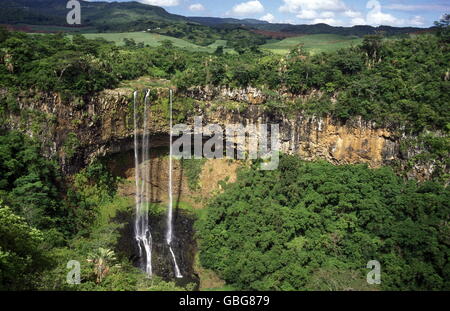 Chamarel Wasserfall in der Nähe der Stadt von Chamarel auf der Insel Mauritius im Indischen Ozean Stockfoto