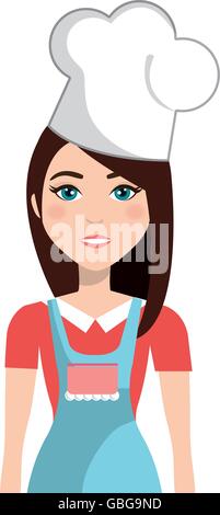 Junge und schöne Frau Koch Cartoon-Design. Stock Vektor