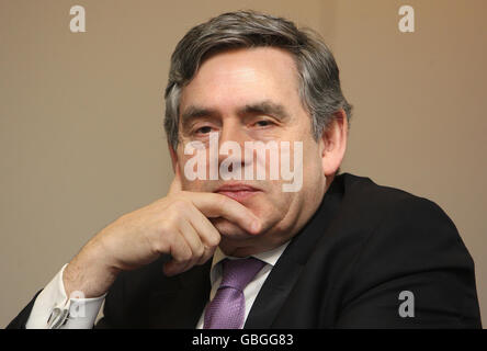 Premierminister Gordon Brown beim TUC-Kongress im Zentrum von London im Rahmen einer Frage- und Antwortsitzung mit Beschäftigten des öffentlichen Sektors. Stockfoto