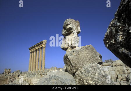 Tempel-Stadt von Baalbek im Osten des Libanon im Nahen Osten. Stockfoto