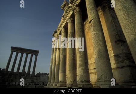 Tempel-Stadt von Baalbek im Osten des Libanon im Nahen Osten. Stockfoto