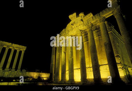 Tempel-Stadt von Baalbek im Osten des Libanon im Nahen Osten. Stockfoto