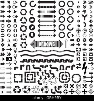 Pfeilsymbol Festgelegt. Vektorformat. Pfeilzeiger. Pfeile für Richtung. Pfeilcursors. Stock Vektor