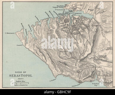 KRIMKRIEG: Belagerung von Sewastopol 1854-5. Englische & französische Angriffe, 1907 Karte Stockfoto