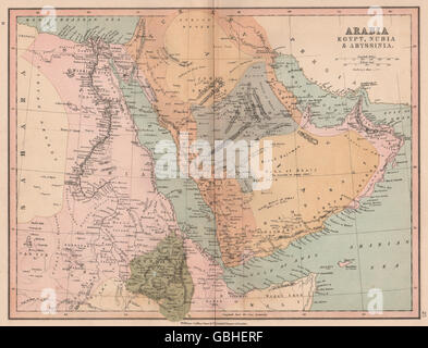 Osmanische Arabien: Ägypten. Zeigt "Debai" (Dubai) "Abou Thubbi" (Abu Dhabi) 1880 Karte Stockfoto