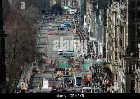 Edinburgh-Straßenbahn-Werke Stockfoto