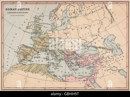 4. Jahrhundert Europa: das römische Reich (östliche & westlichen). COLLINS, 1880-Karte Stockfoto