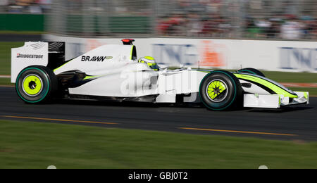 Formel 1 - Großer Preis Von Australien - Erstes Training - Albert Park - Melbourne. Brawn GP-Pilot Jenson Button beim ersten Training im Albert Park, Melbourne, Australien. Stockfoto