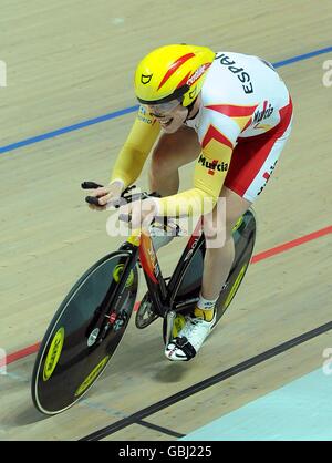 Radfahren - UCI-Bahn-Weltmeisterschaften 2009 - Tag drei - BGZ Arena Velodrome. Der Spanier David Alonso Castillo bei den UCI-Weltmeisterschaften 2009 im Velodrom der BGZ Arena in Pruszkow, Polen. Stockfoto