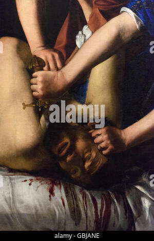 Neapel. Italien. Judith Tötung Holofernes (1625-30), Detail von Artemisia Gentileschi, nationales Museum von Capodimonte Stockfoto