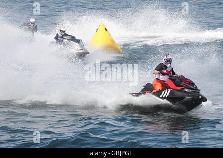 John Malin, fahren ein Sea-Doo PXPX-260 in einem P1 AquaX Rennen, während der schottische Grand Prix des Meeres, statt auf Greenock. Stockfoto