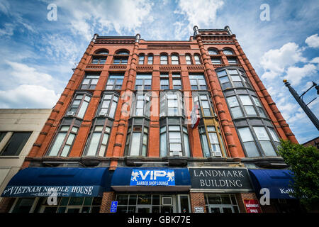 Alten Backsteingebäude in der Innenstadt von Nashua, New Hampshire. Stockfoto